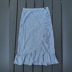 Rachel Rachel Roy Womens Striped Wrap Skirt Blue White Cotton Size XL
